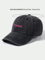 Vintage Washed Letter Print Baseball Cap - Black