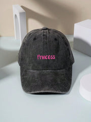 Vintage Washed Letter Print Baseball Cap - Black