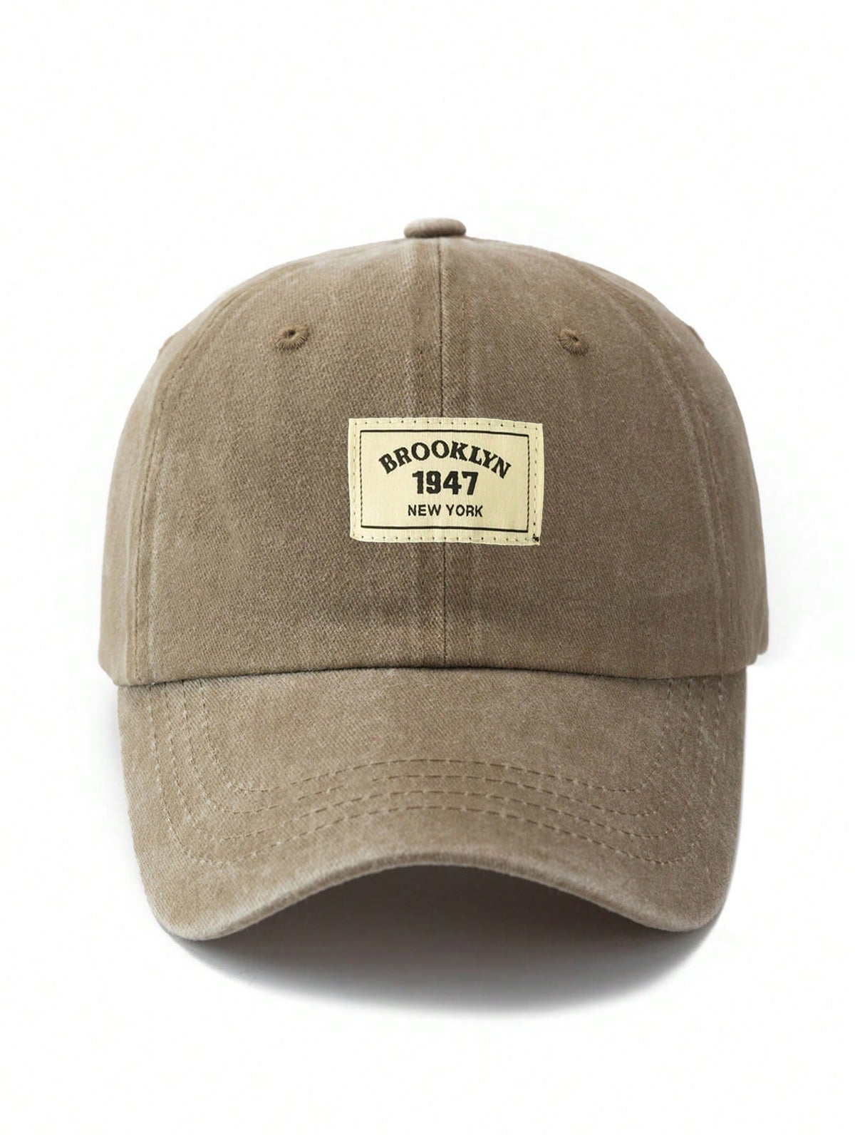1pc Light Gray Fabric Label Outdoor Adjustable Washed Baseball Cap