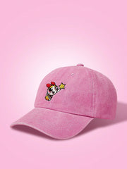 Blossom Embroidery Pink Washed Baseball Cap