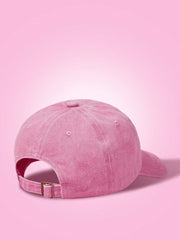 Blossom Embroidery Pink Washed Baseball Cap