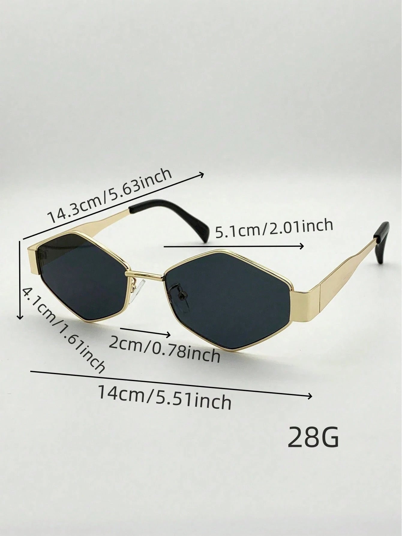 2 Pcs Oval Gold Metal Frame Sunglasses - Dark Grey Lens