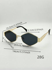 2 Pcs Oval Gold Metal Frame Sunglasses - Dark Grey Lens