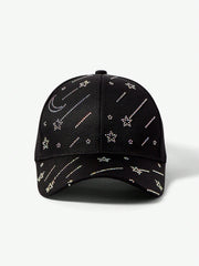 Fashionable Rhinestone Star Decorated Baseball Cap - Black
