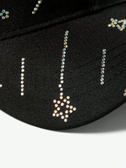 Fashionable Rhinestone Star Decorated Baseball Cap - Black