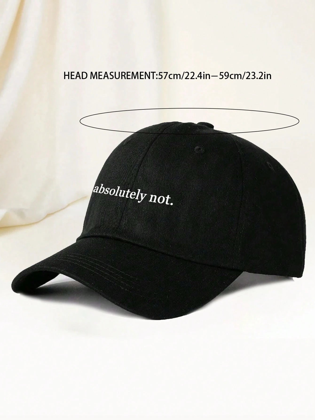 Absolutely Not" Embroidered Baseball Cap - Black