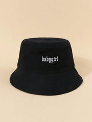 1pc Style Embroidered "BABYGIRL" Letter Sun Protection Casual Bucket Hat