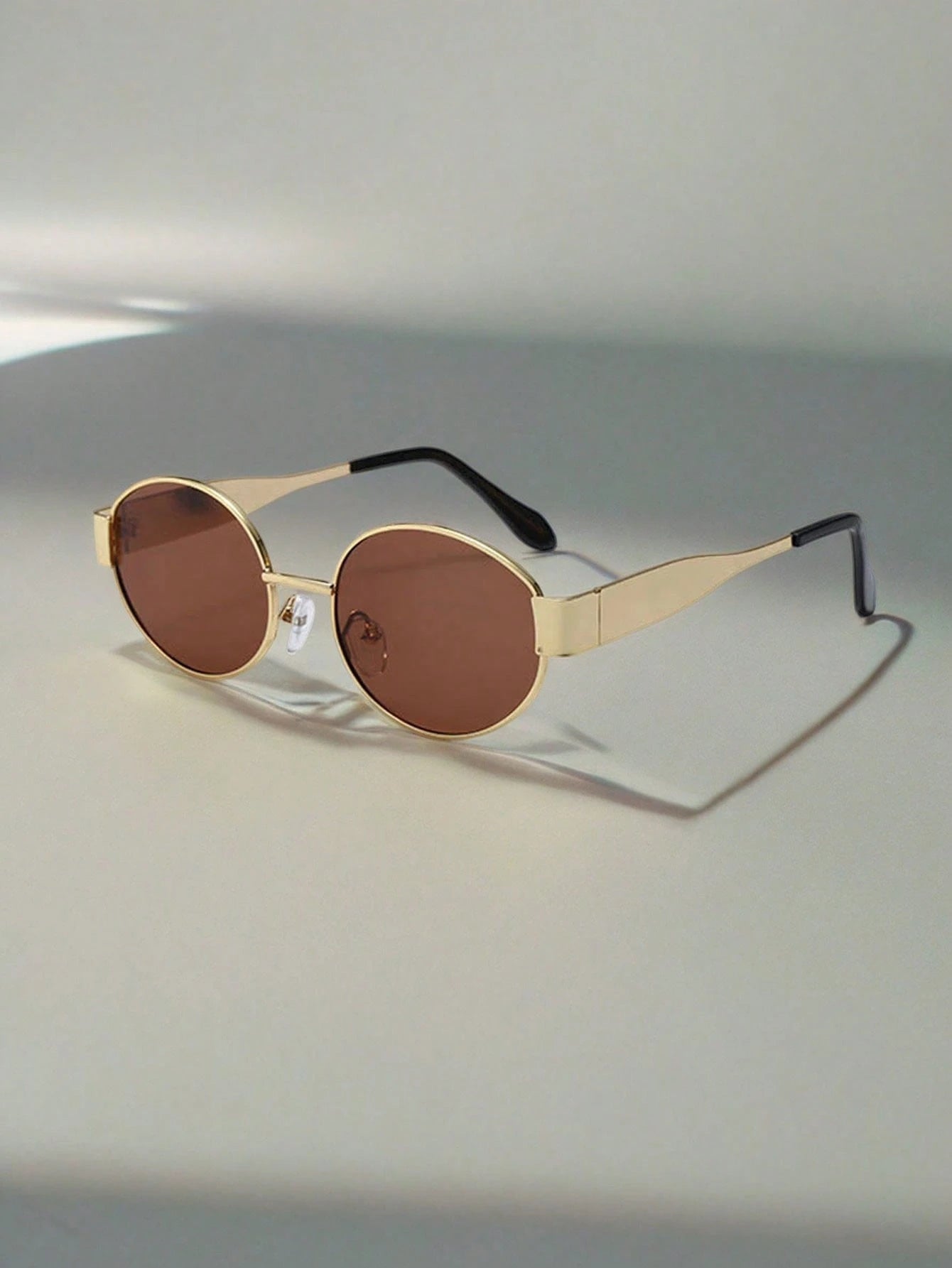 2pcs Fashion Metal Oval Frame Glasses - Gold