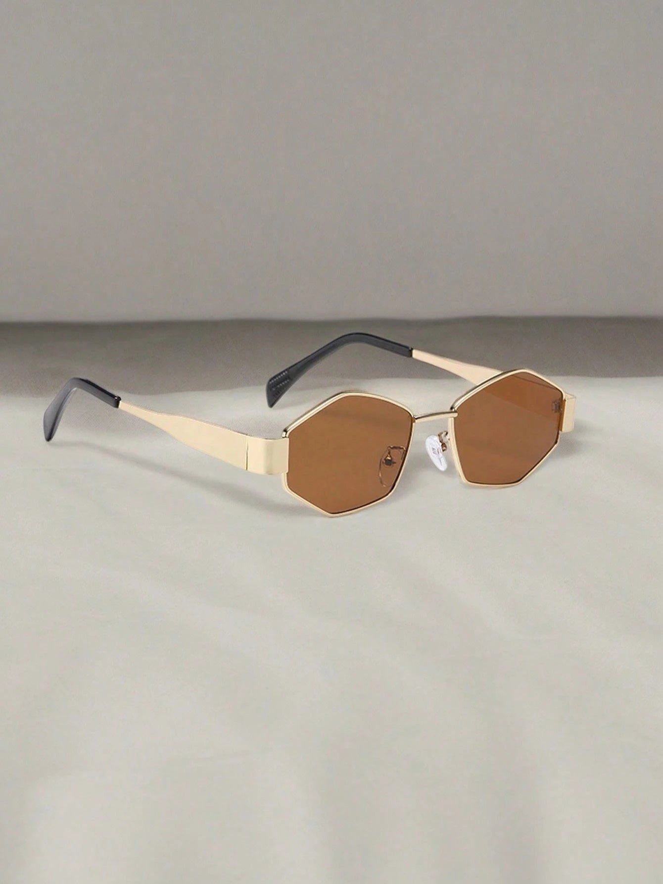 2pcs Fashion Metal Oval Frame Glasses - Gold