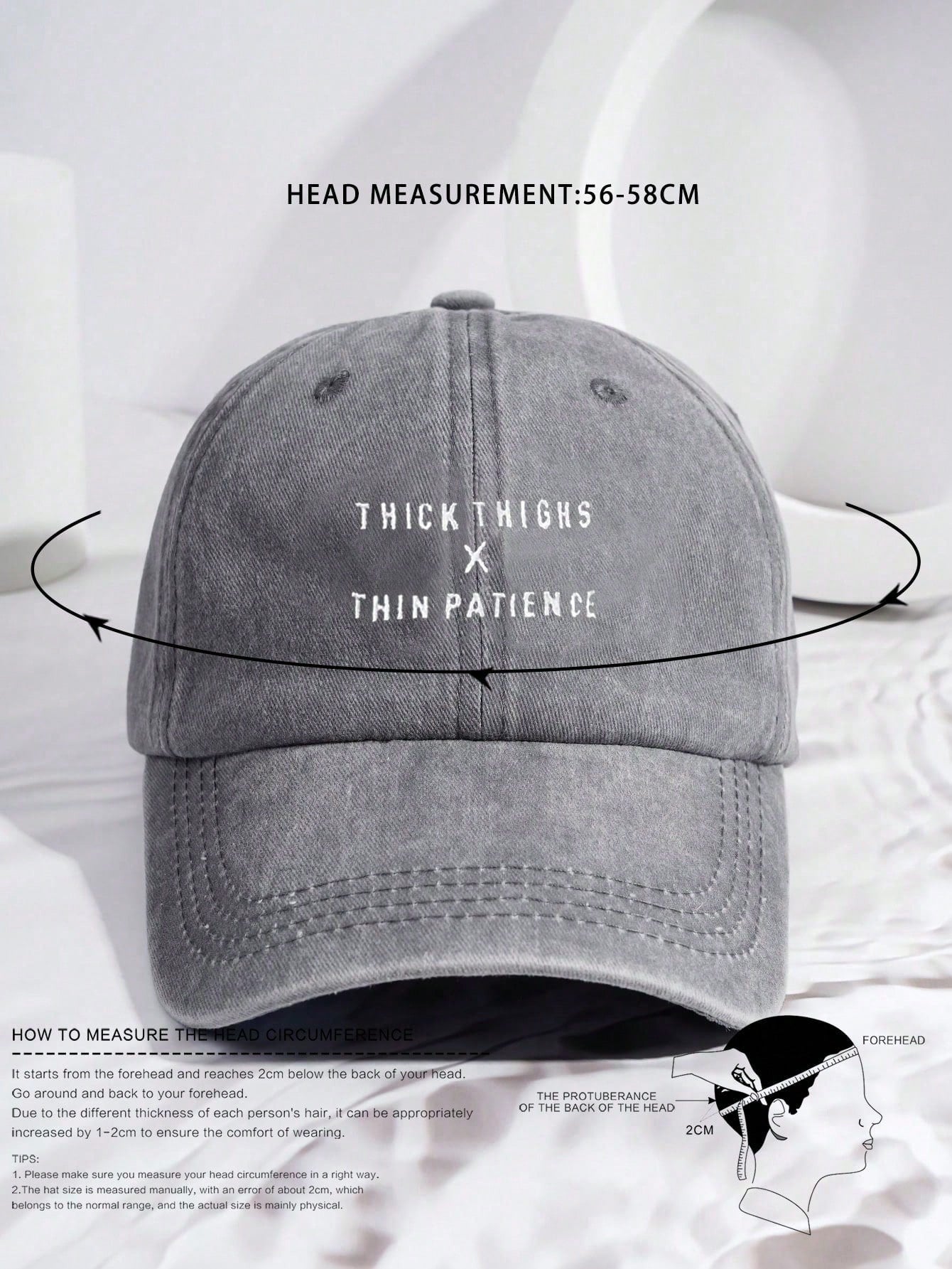 Unisex Washed Baseball Cap - Grey