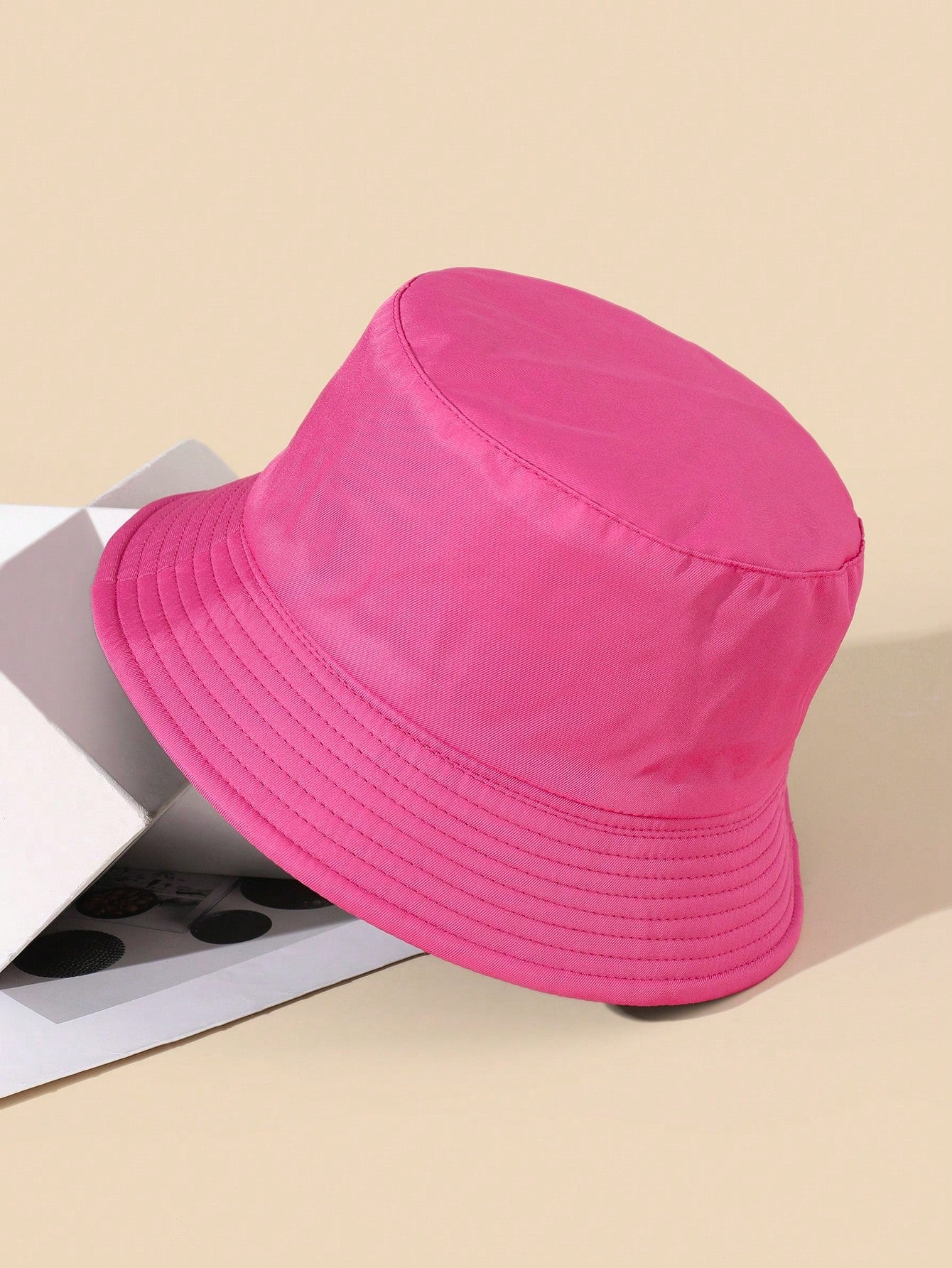 Reversible Solid Color Bucket Hat - Hot Pink