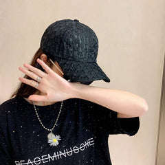 1pc Floral Design Foldable Hat - Black