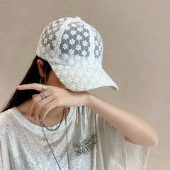 1pc Floral Design Foldable Hat - White
