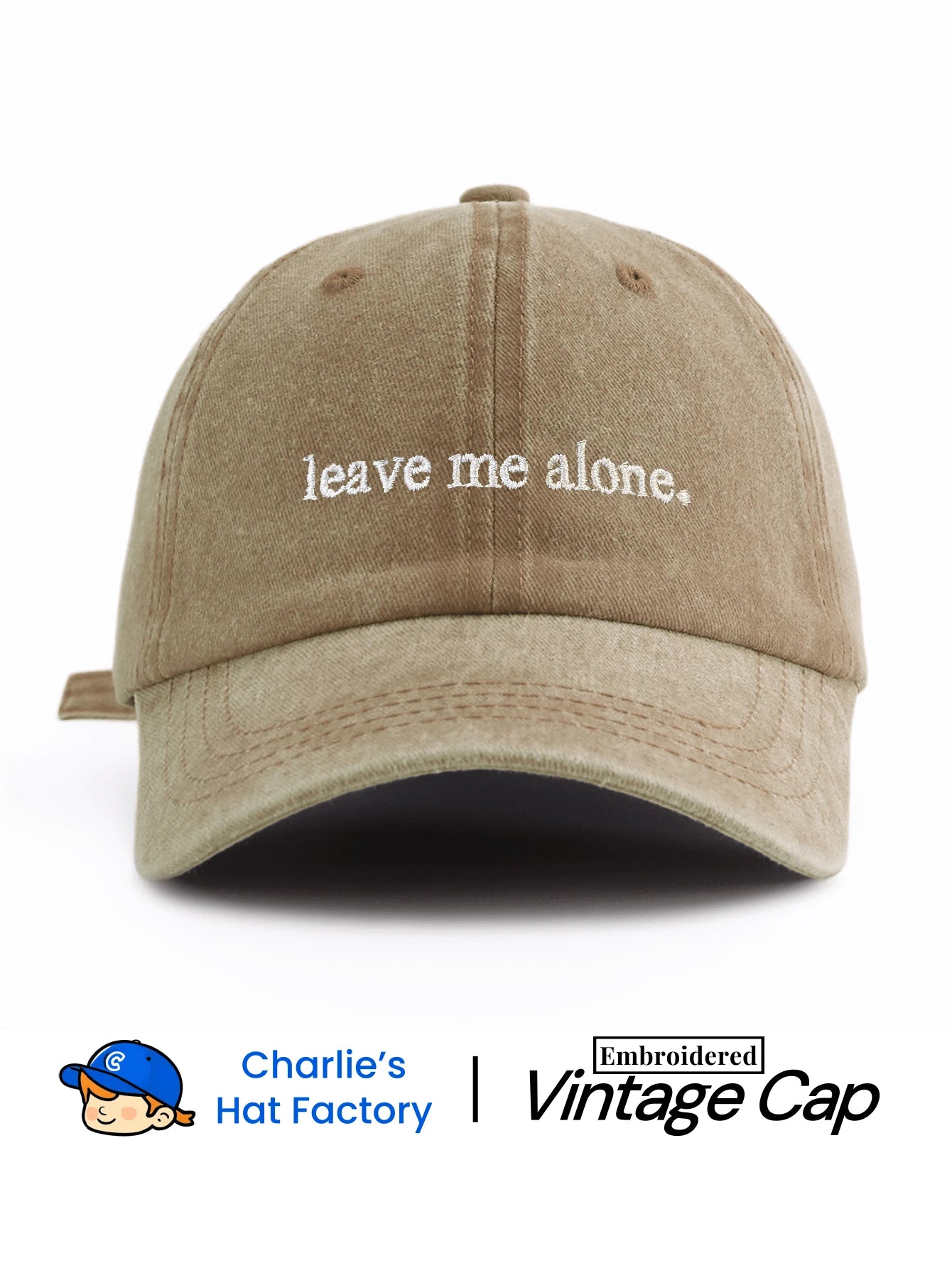 1Pcs Leave Me Alone. Embroidered Washed Baseball Cap