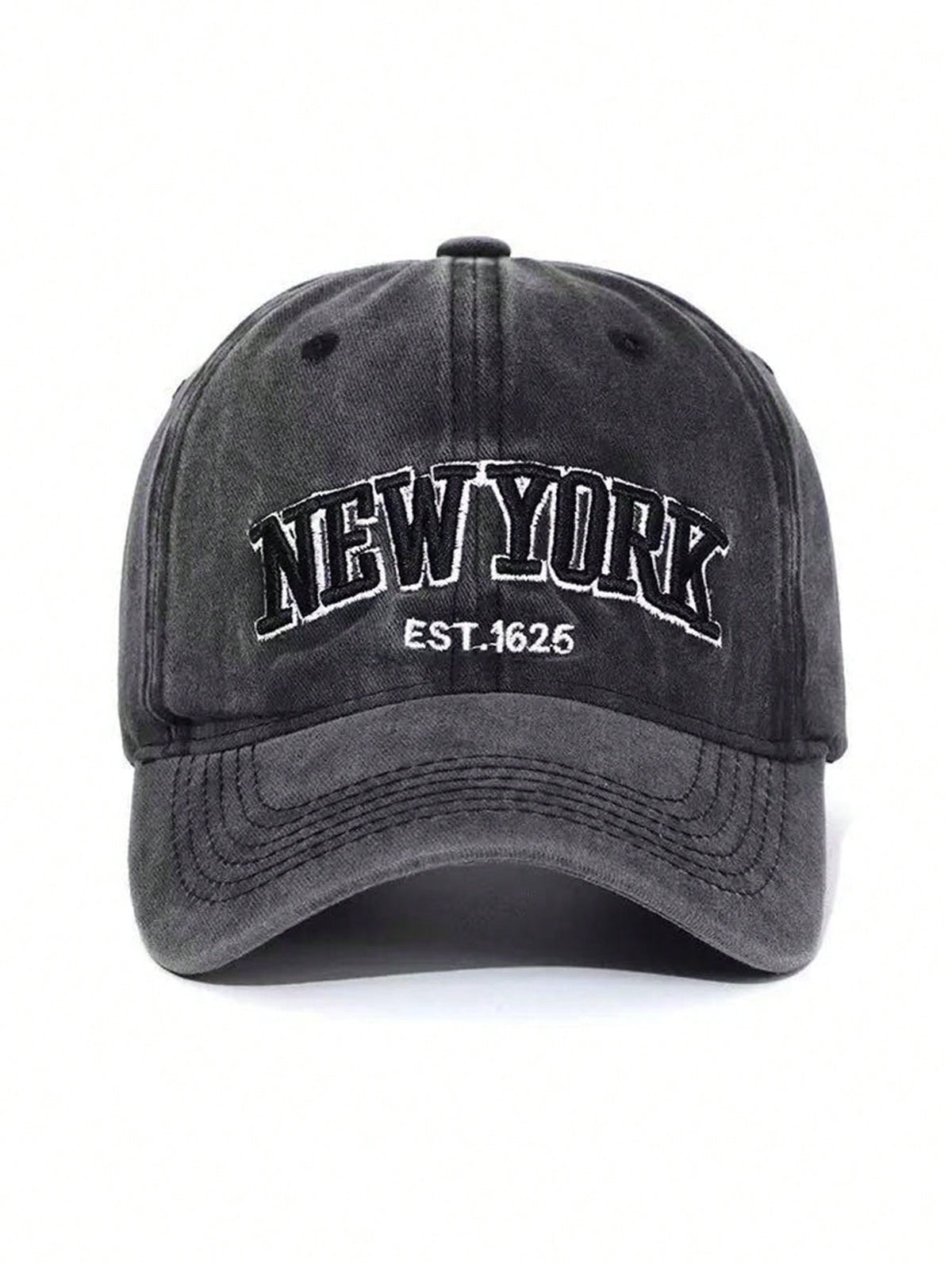 Vintage Washed "NEW YORK" Embroidered Baseball Cap - Black