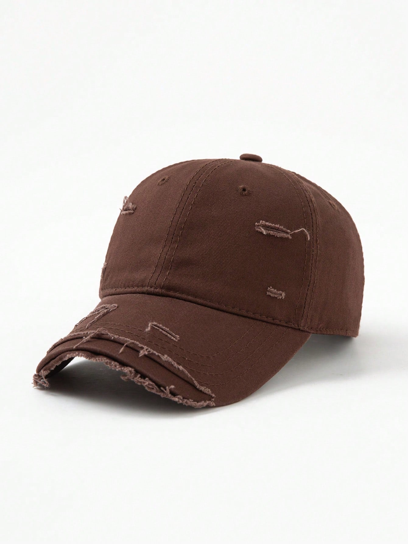 1pc Solid Color Distressed Baseball Cap - Coffee - www.thetreasurebox.me