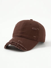 1pc Solid Color Distressed Baseball Cap - Coffee - www.thetreasurebox.me