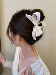 Faux Pearl Pleated Bow Hair Claw Clip
