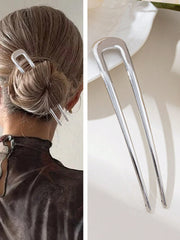 Metal Alloy U-Shaped Silver Bridal Hair Pin