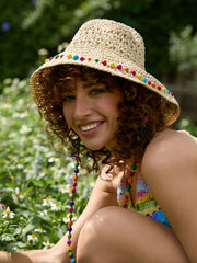 1pc Boho Colorful Beads Bucket Hat Sun Visor Hats
