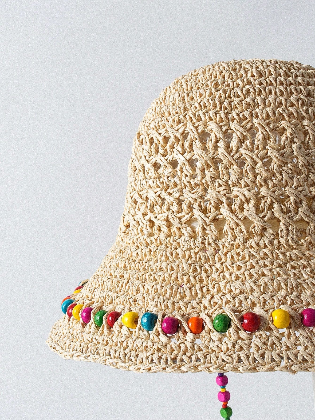 1pc Boho Colorful Beads Bucket Hat Sun Visor Hats