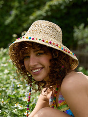 1pc Boho Colorful Beads Bucket Hat Sun Visor Hats