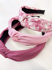 3Pcs Plum Blossom Print Solid Wide Headband Set