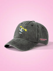 THE POWERPUFF Bubbles Embroidery Side Letter Graphic Gray Baseball Cap