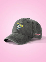 THE POWERPUFF Bubbles Embroidery Side Letter Graphic Gray Baseball Cap