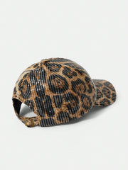 Leopard Print Sequin Baseball Cap