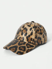 Leopard Print Sequin Baseball Cap