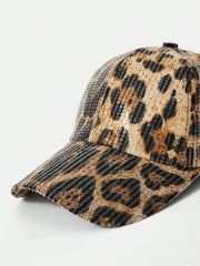 Leopard Print Sequin Baseball Cap