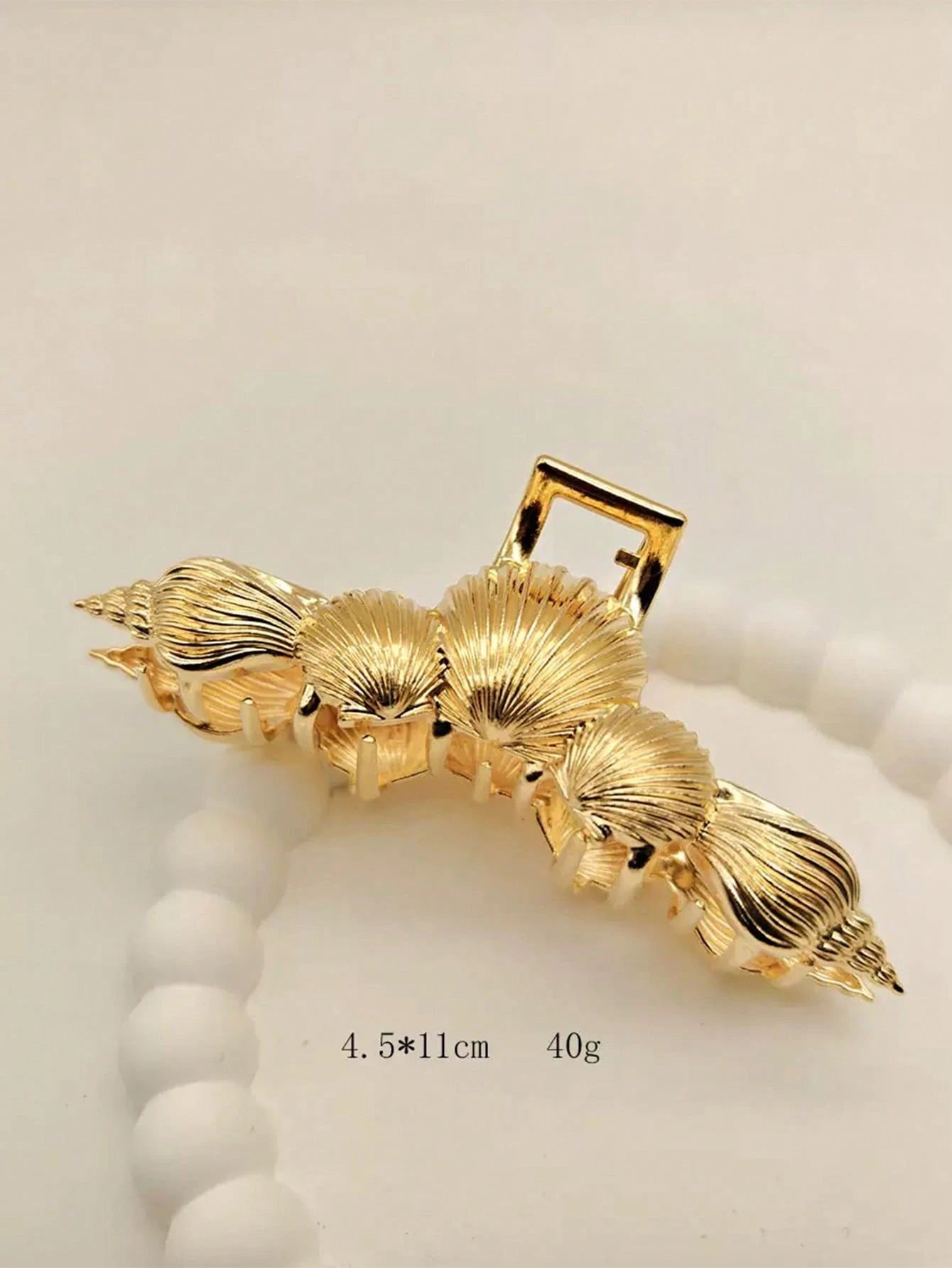1pc Summer Beach Seashell Texture Striped Hair Clip