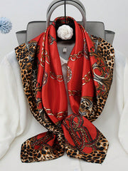 1pc Minimalist Printed Satin Square Scarf