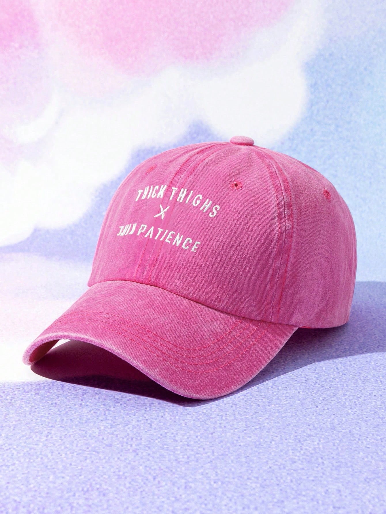 Embroidered 'THICK THIGHSxTHIN PATIENCE' Washed Baseball Cap