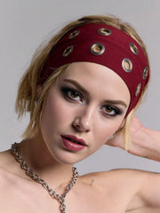 Punk Gothic Eyelet Burgundy Headband
