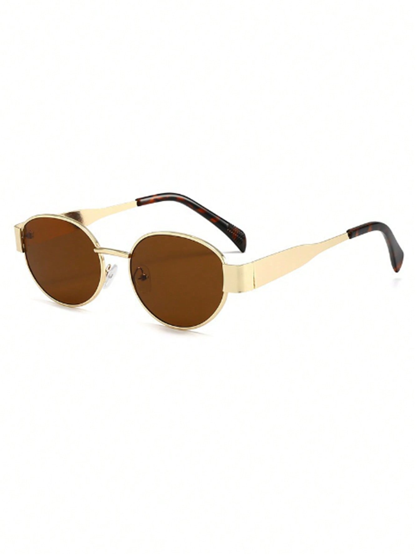 3pcs Oval Metal Full Frame Sunglasses - Black, Brown, Dark Green Lens With Gold Frames