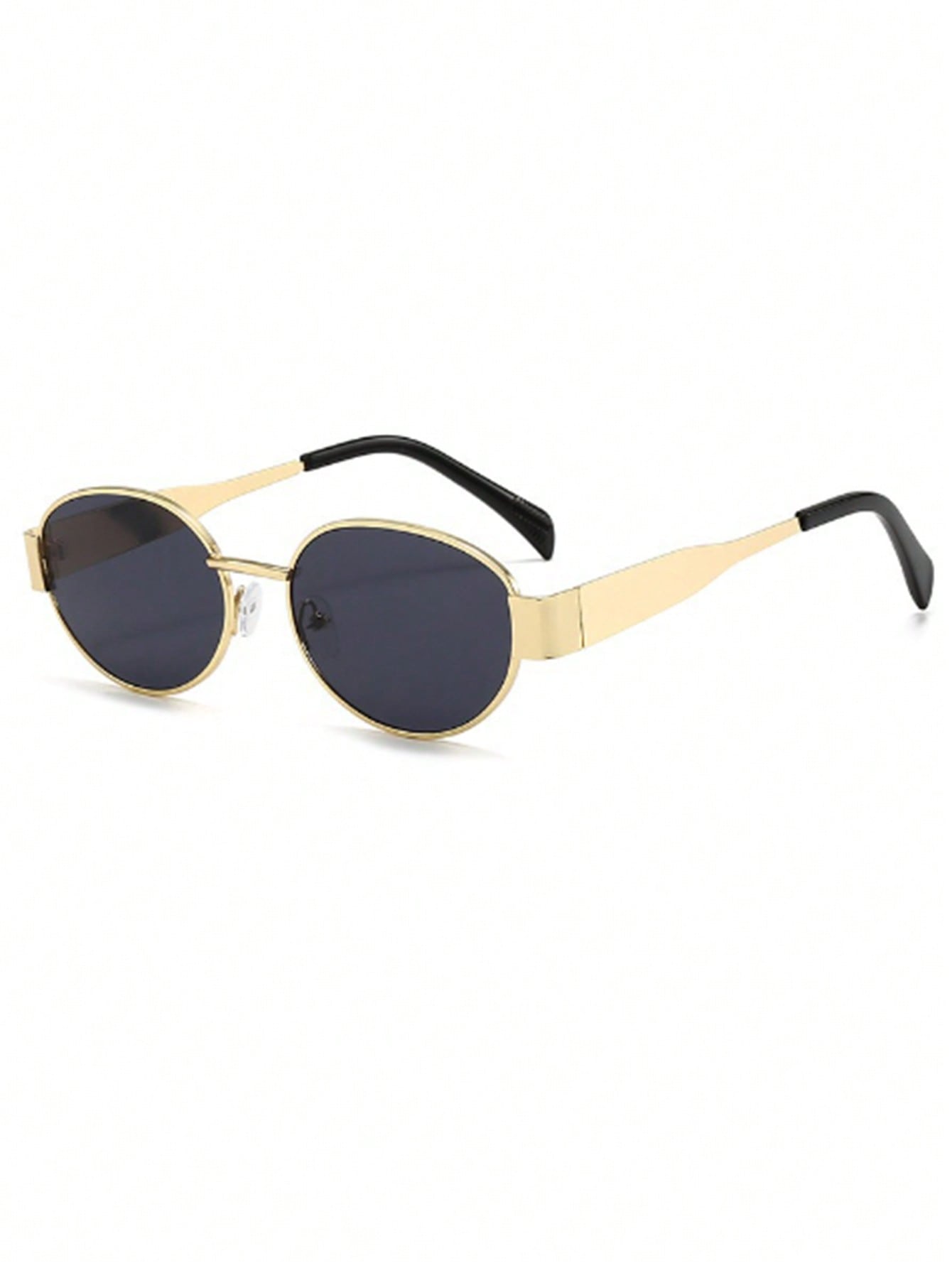 3pcs Oval Metal Full Frame Sunglasses - Black, Brown, Dark Green Lens With Gold Frames