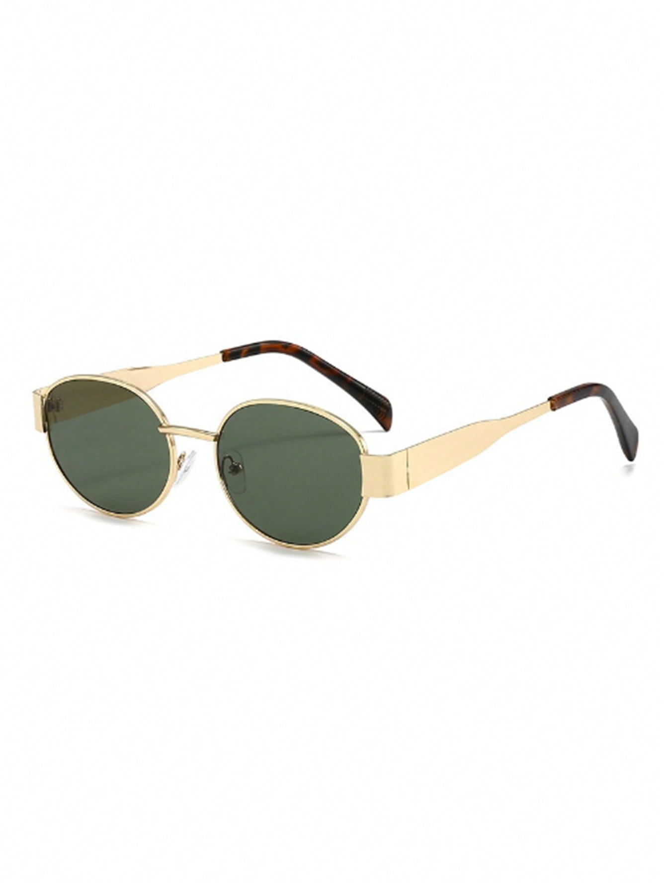 3pcs Oval Metal Full Frame Sunglasses - Black, Brown, Dark Green Lens With Gold Frames
