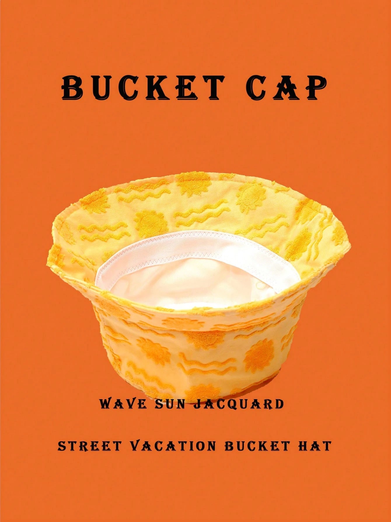 1pc Polyester Casual Street Style Sun Wave Pattern Bucket Hat