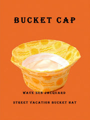 1pc Polyester Casual Street Style Sun Wave Pattern Bucket Hat