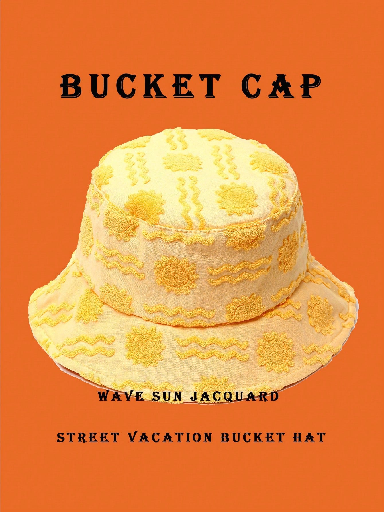 1pc Polyester Casual Street Style Sun Wave Pattern Bucket Hat