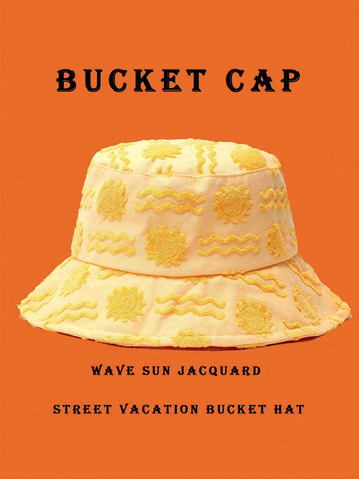 1pc Polyester Casual Street Style Sun Wave Pattern Bucket Hat