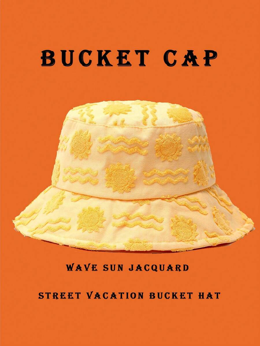 1pc Polyester Casual Street Style Sun Wave Pattern Bucket Hat