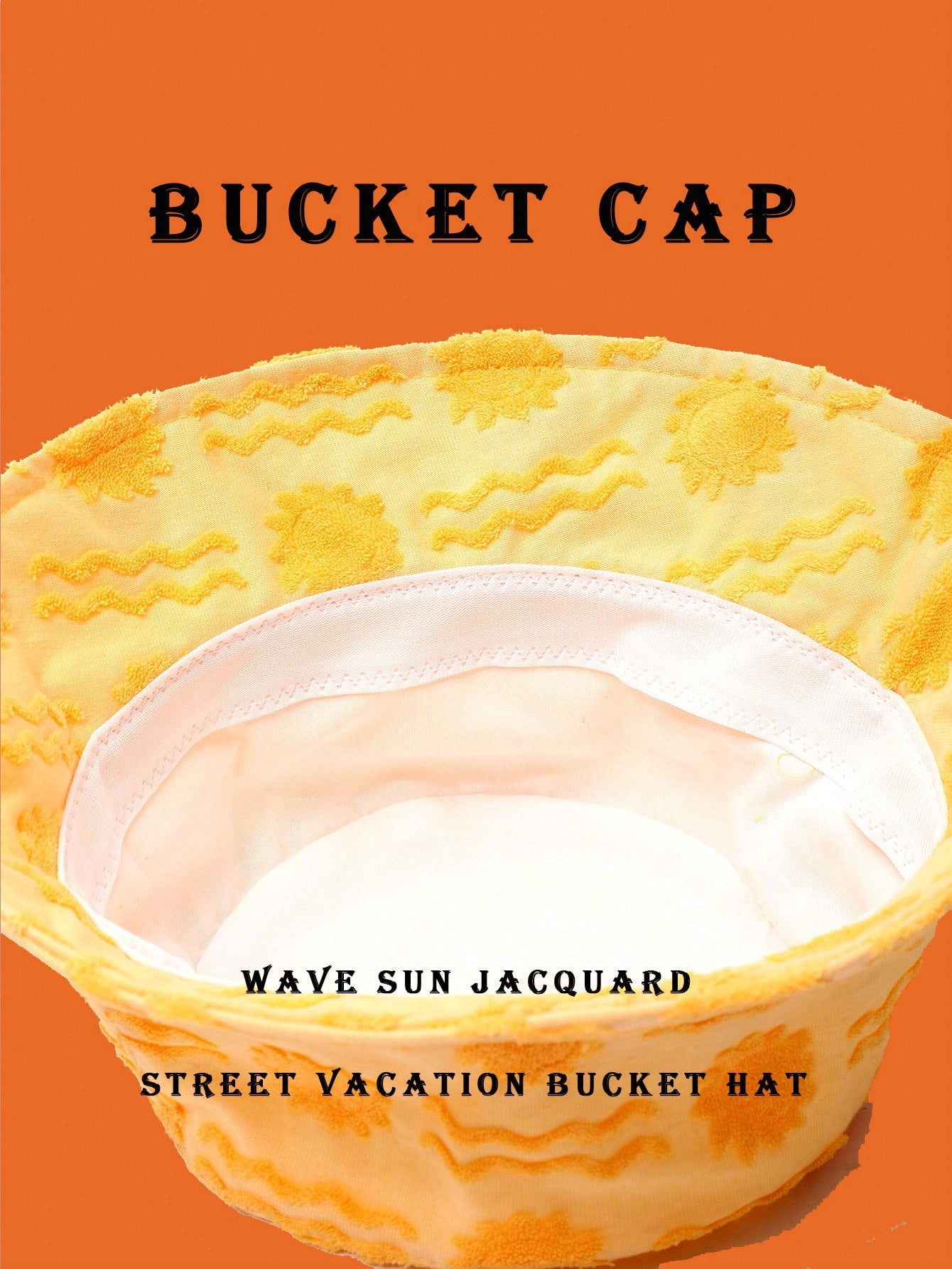 1pc Polyester Casual Street Style Sun Wave Pattern Bucket Hat