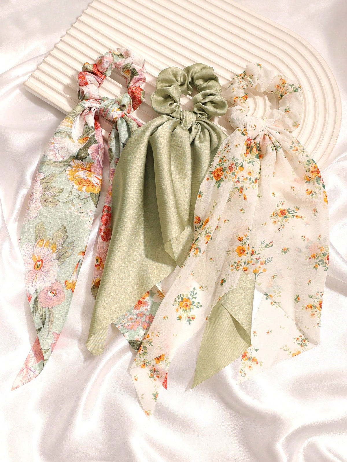 3Pcs Ditsy Floral Shawl Scarf Scrunchies