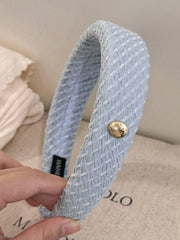4pcs Navy Blue Elegant Plaid Solid Color Versatile Metal Fashion Headband - www.thetreasurebox.me