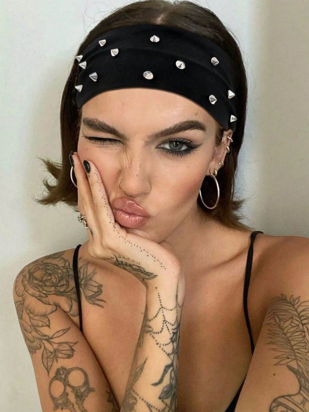 Punk Gothic Studded Elastic Headband
