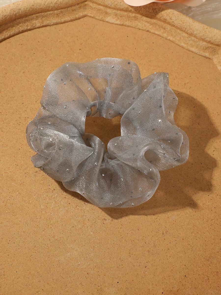 4Pcs Elegant Net Rhinestone Scrunchies