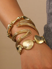 3pcs Allergy Asymmetrical Cuff & Bracelet Set - Gold